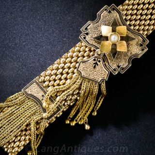 Victorian Gold Tassled Slide Bracelet - 2