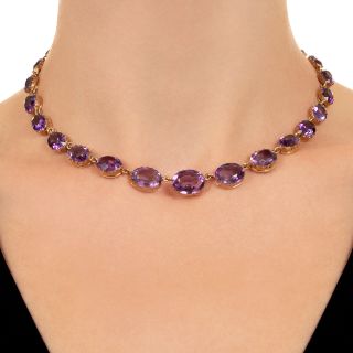 Victorian Graduated Amethyst Riviere Necklace by Birks, English
