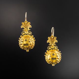 Victorian Granulated Etruscan Revival Earrings - 2