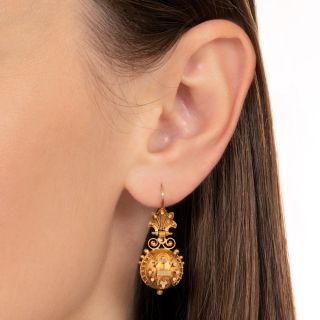 Victorian Granulated Etruscan Revival Earrings