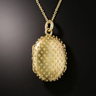 Victorian Granulated Gold Locket  - 2