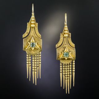 Victorian Green Beryl Tassel Earrings - 2