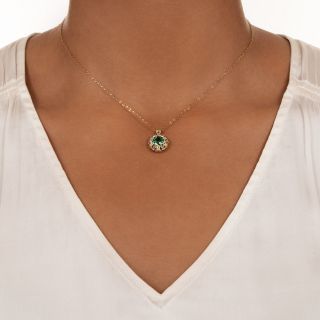 Victorian Green Tourmaline and Diamond Pendant