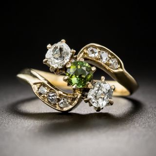 Victorian Green Tourmaline and Diamond Ring