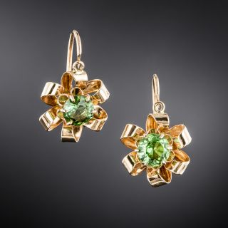 Victorian Green Tourmaline Ribbon Earrings - 2