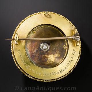 Victorian Guilloche Enamel Pin with Diamonds and Seed Pearls