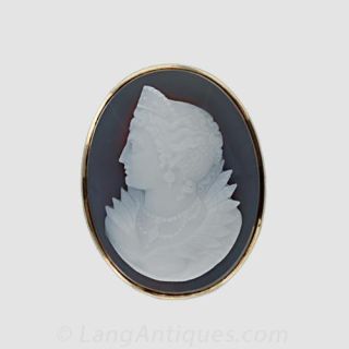 Victorian Hard Stone Cameo Pin Main View