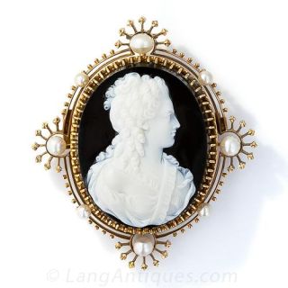 Victorian Hardstone Cameo Brooch and Necklace Pendant