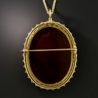 Victorian Hardstone Cameo Diamond Necklace / Brooch