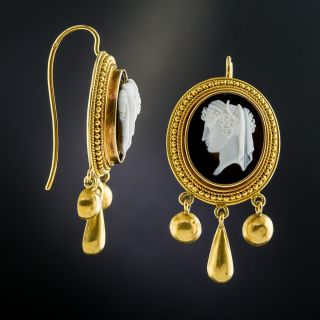Victorian Hardstone Cameo Earrings