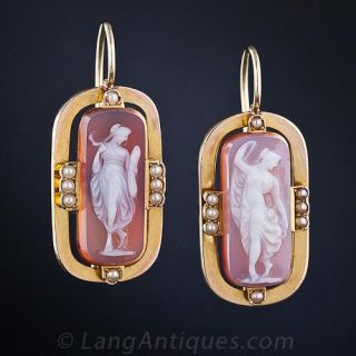 Victorian Hardstone Cameo Earrings