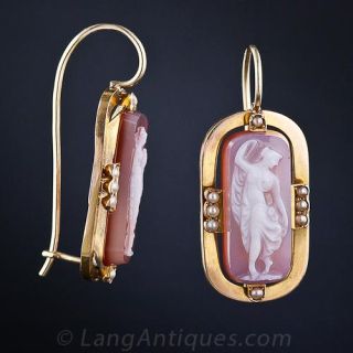 Victorian Hardstone Cameo Earrings
