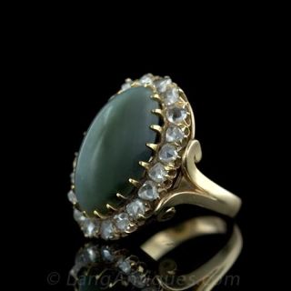 Victorian Hawk's Eye Quartz and Diamond Ring