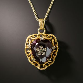 Victorian Heart-Shaped Garnet Diamond Locket - 2
