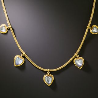 Victorian Heart-Shaped Moonstone Dangle Necklace - 2