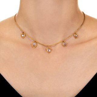 Victorian Heart-Shaped Moonstone Dangle Necklace
