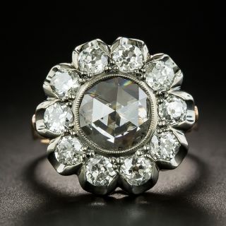 Victorian Inspired 2.07 Carat Rose-Cut Diamond Halo Ring - GIA - 2