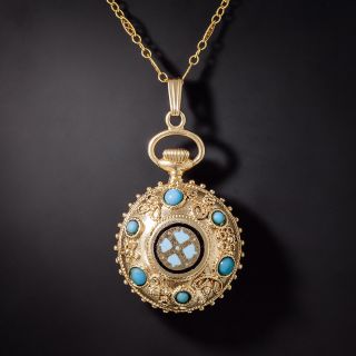 Victorian-Inspired Enamel Pendant Necklace  - 1