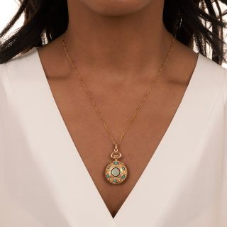 Victorian-Inspired Enamel Pendant Necklace 