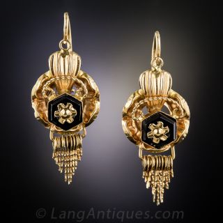 Victorian-Inspired Gold and Onyx Earrings