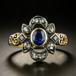 Victorian-Inspired Sapphire and Rose-cut Diamond Ring - 3