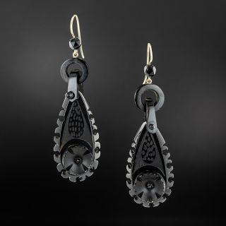 Victorian Jet Dangle Earrings - 2