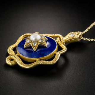 Victorian Lapis Snake Necklace 