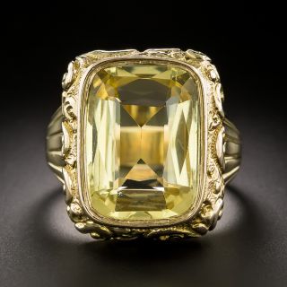 Victorian Large Citrine Repousse Ring - 3