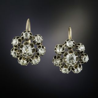 Victorian Large Diamond Cluster Earrings - 1
