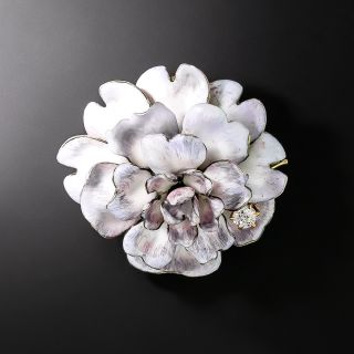 Lavender Enamel and Diamond Hydrangea Pin/Pendant - 2