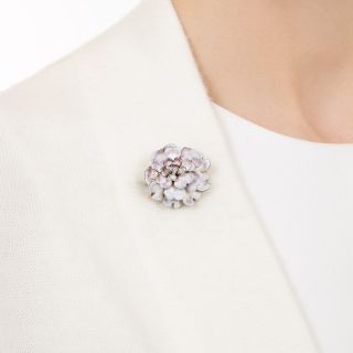 Lavender Enamel and Diamond Hydrangea Pin/Pendant