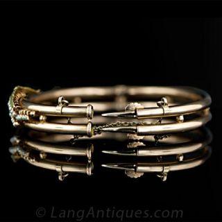 Victorian Lily of the Valley Seed Pearl Bangle Bracelet