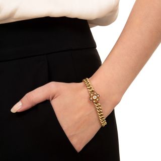 Victorian Link Diamond Cluster Bracelet