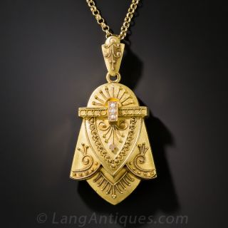 Victorian Locket Necklace With Seed Pearls