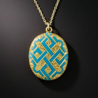 Victorian Locket with Blue Enamel