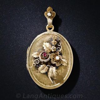 Victorian Locket with Floral Bouquet