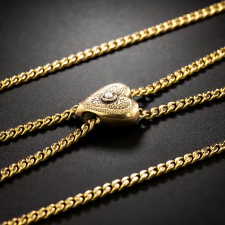 Victorian Long Chain with Gold Heart Slide - 2