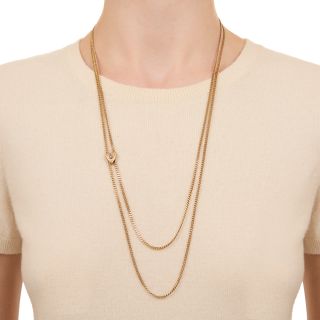 Victorian Long Chain with Gold Heart Slide