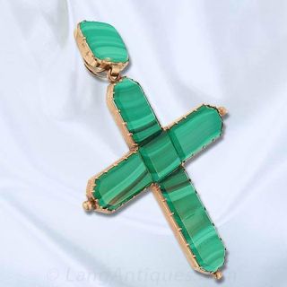 Victorian Malachite Cross Pendant