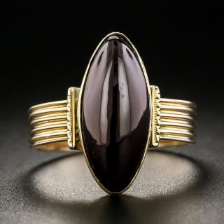 Victorian Marquise Cabochon Garnet Ring - 2