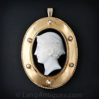 Victorian Mercury Head Cameo