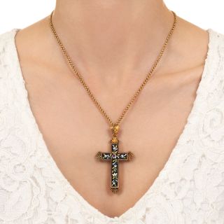 Victorian Micro-Mosaic Cross Necklace