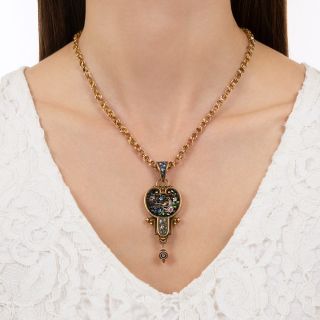 Victorian Micro Mosaic Pendant Necklace