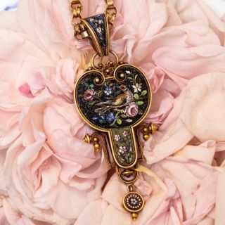 Victorian Micro Mosaic Pendant Necklace - 5