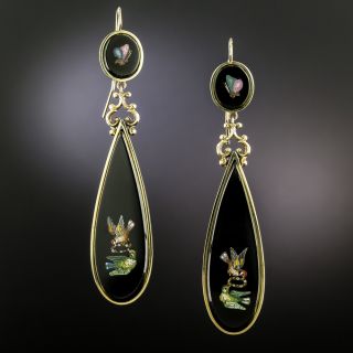 Victorian Micromosaic Double Dangle Earrings - 2