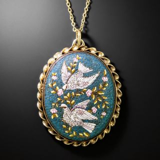 Victorian Micromosaic Doves Pendant - 2