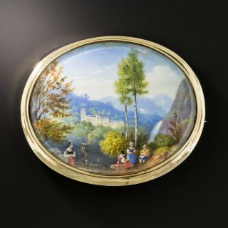 Victorian Miniature on Mother of Pearl Brooch 