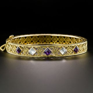 Victorian Moonstone and Amethyst Bangle Bracelet - 2