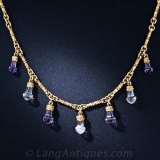 Victorian Moonstone and Amethyst Necklace