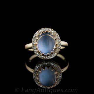 Victorian Moonstone and Diamond Cluster Ring